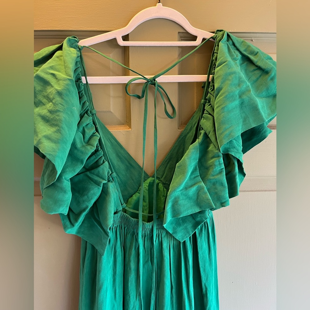 La Ligne Green Maxi Dress with Flutter Sleeves - Picture 4 of 8